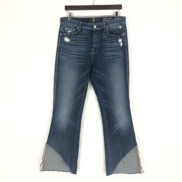 7FAMK High Waist Vintage Bootcut Blue Jeans Sz 28 - Picture 1 of 12